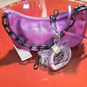 Metallic Matte Black Hardware Urban Expressions Purse Brand New Bright Purple